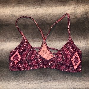 Purple and coral bikini top